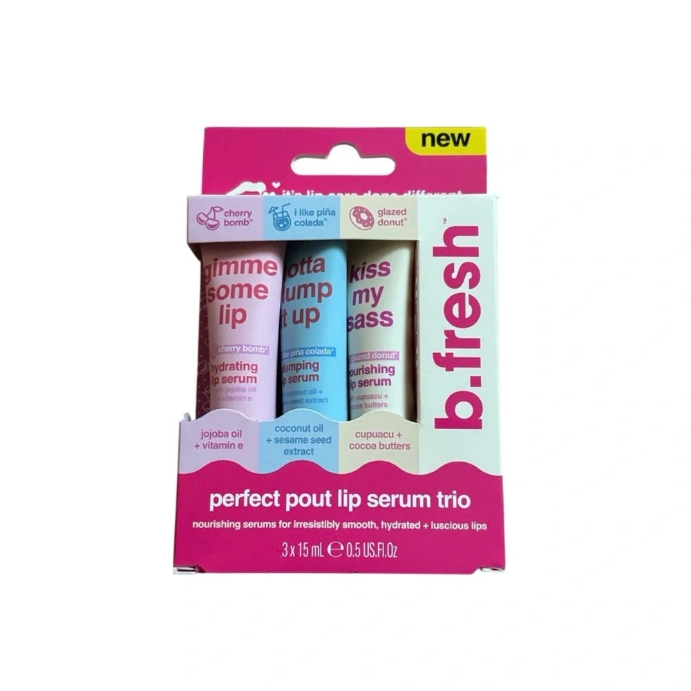 b. fresh | Perfect Pour Lip Serum Trio Cherry Bomb Pina Colada Donut BUNDLE 2X